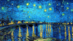 Tableau représentant l'oeuvre La Nuit Etoilée de Van Gogh au musée d'Orsay à Paris