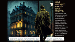 Visuel représentant un personnage de détective dans un livret de jeu de team building à Paris