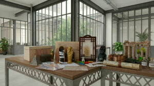Accessoires d'un Escape Game nomade dans les locaux d'une entreprise